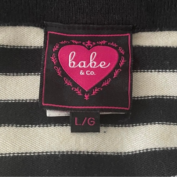 Babe & Co. Malibu Barbie B&W Stripped Tube Dress With Front Pocket | Size: L - Picture 5 of 6